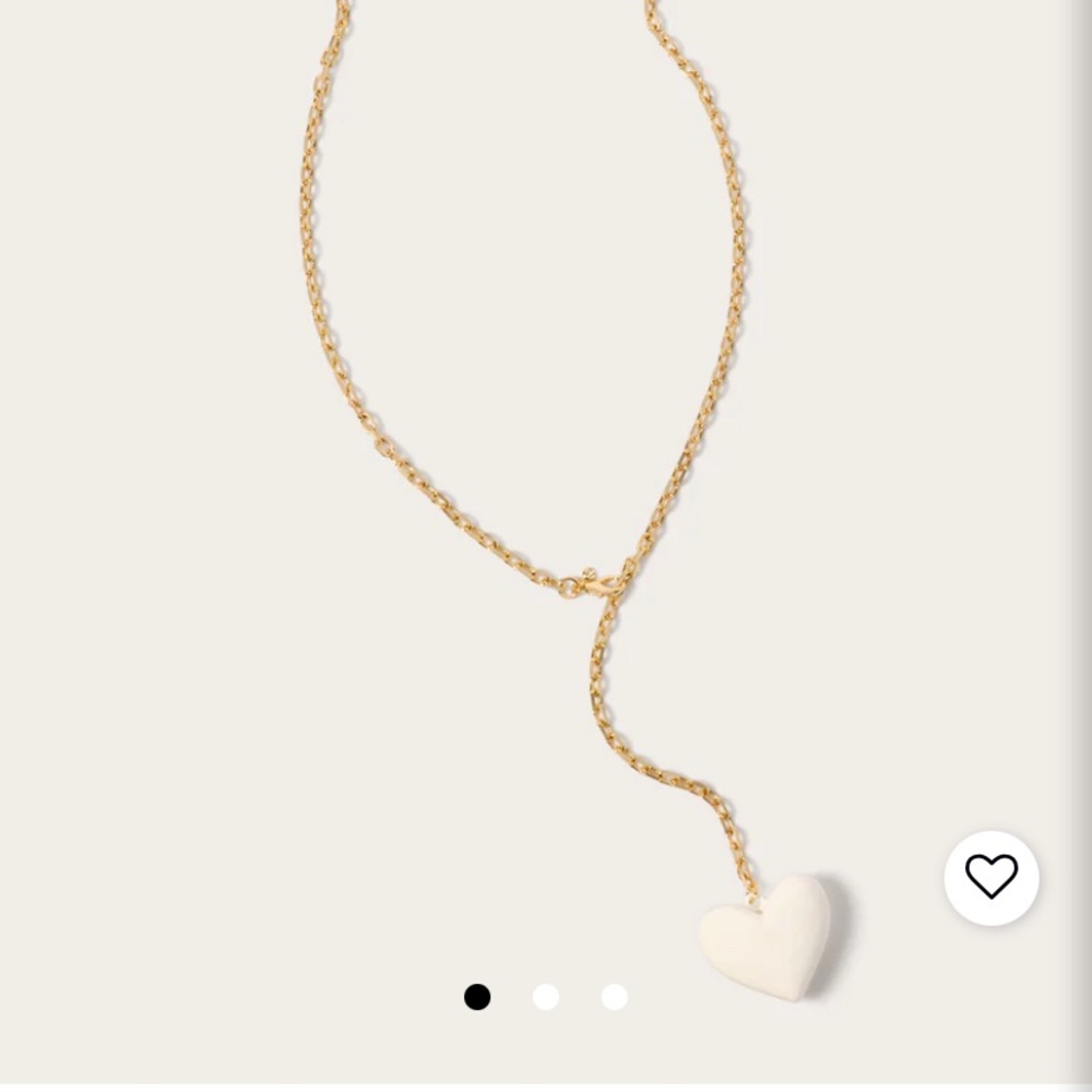 Evereve Puffy Heart Necklace - white NWT
